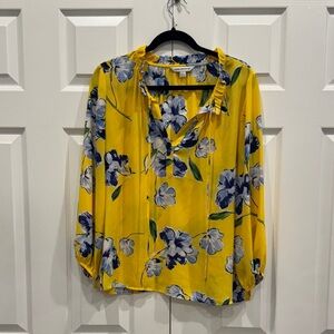 Counterparts Floral Yellow Blouse size Large G8